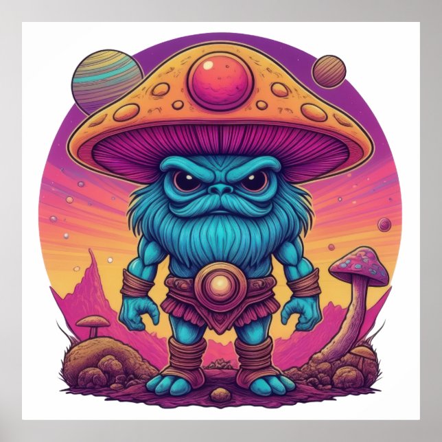 Blue Mushroom Warrior Poster (Front)