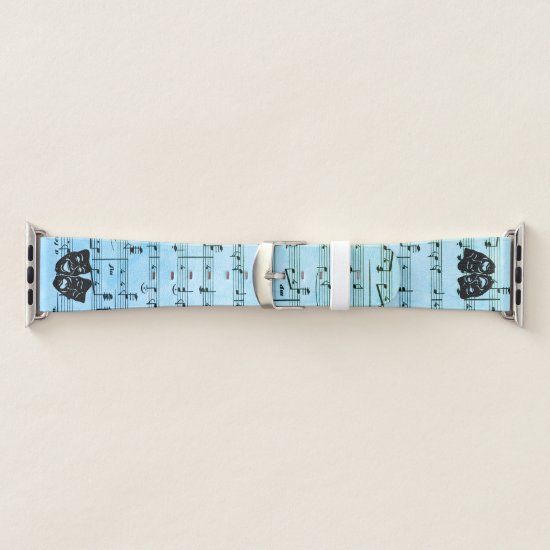 Blue Music Art Unites Theater Masks  Apple Watch Band