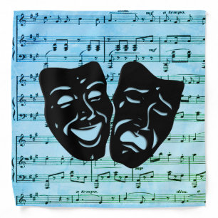 Blue Music Art Unites Theater Masks  Bandana