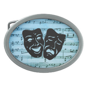 Blue Music Art Unites Theater Masks Belt Buckle