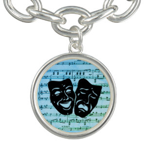 Blue Music Art Unites Theater Masks  Bracelet