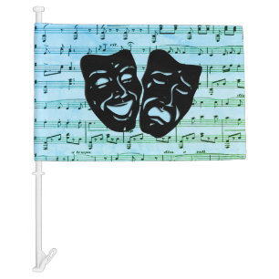 Blue Music Art Unites Theater Masks Car Flag