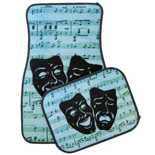 Blue Music Art Unites Theater Masks Car Floor Mat