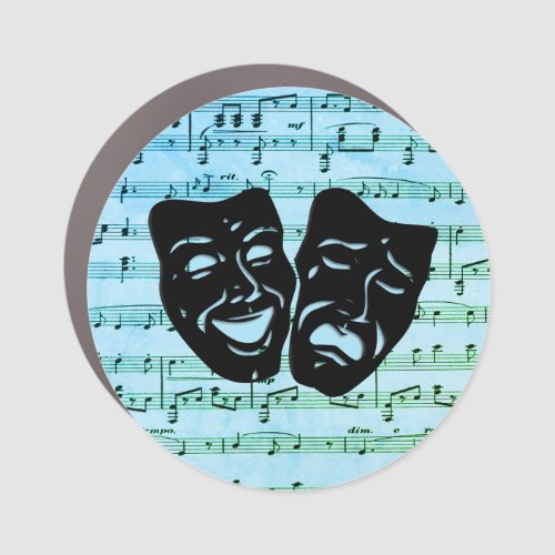 Blue Music Art Unites Theater Masks  Car Magnet