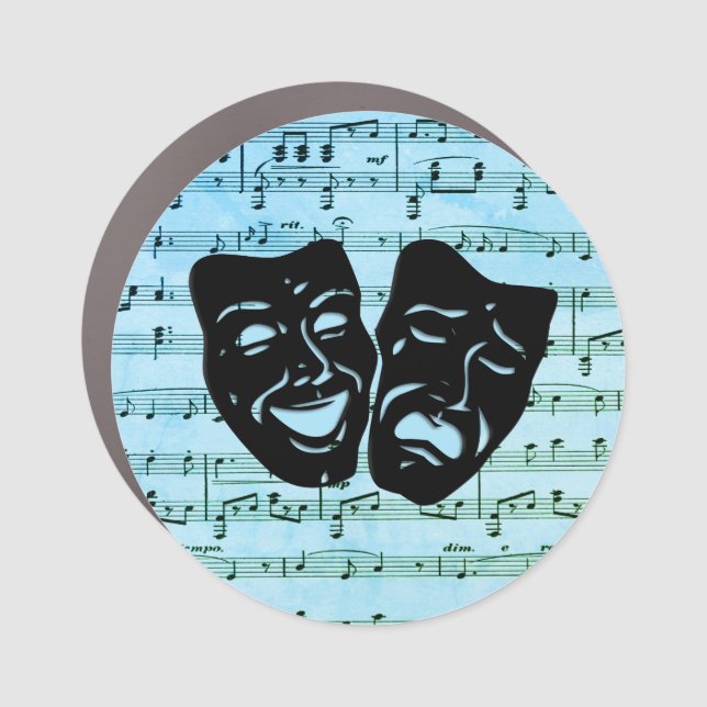 Blue Music Art Unites Theater Masks  Car Magnet (Front)