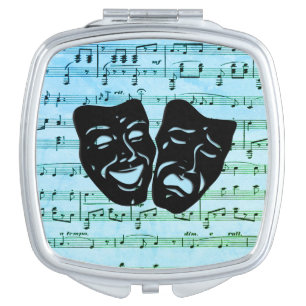 Blue Music Art Unites Theater Masks Compact Mirror