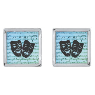 Blue Music Art Unites Theater Masks Cufflinks