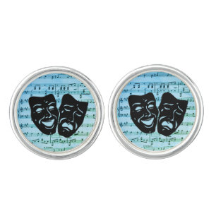 Blue Music Art Unites Theater Masks Cufflinks