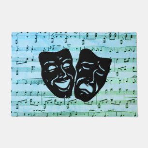 Blue Music Art Unites Theater Masks Doormat
