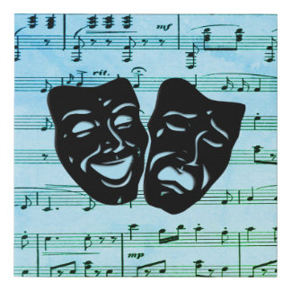 Blue Music Art Unites Theater Masks Faux Canvas Print