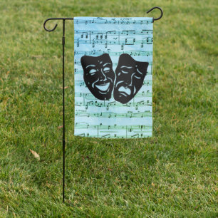 Blue Music Art Unites Theater Masks Garden Flag