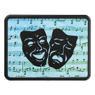 Blue Music Art Unites Theater Masks Hitch Cover