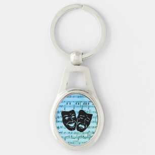 Blue Music Art Unites Theater Masks Keychain