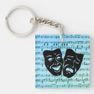 Blue Music Art Unites Theater Masks Keychain