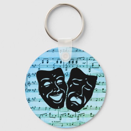 Blue Music Art Unites Theater Masks  Keychain