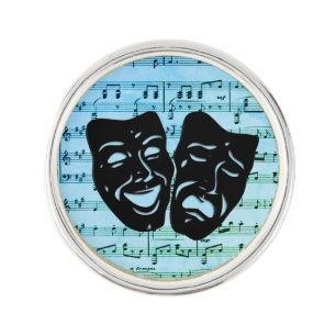 Blue Music Art Unites Theater Masks Lapel Pin