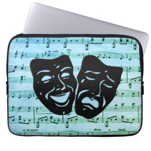 Blue Music Art Unites Theater Masks Laptop Sleeve