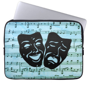Blue Music Art Unites Theater Masks  Laptop Sleeve