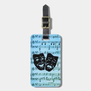 Blue Music Art Unites Theater Masks Luggage Tag