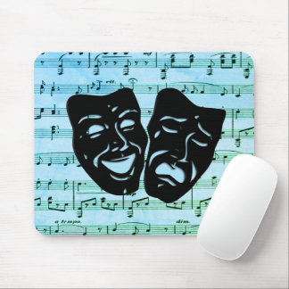 Blue Music Art Unites Theater Masks Mouse Pad