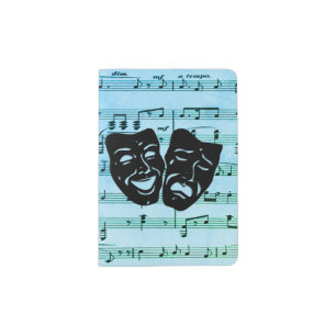 Blue Music Art Unites Theater Masks Passport Holder