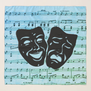 Blue Music Art Unites Theater Masks  Scarf