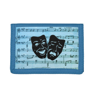 Blue Music Art Unites Theater Masks  Tri-fold Wallet
