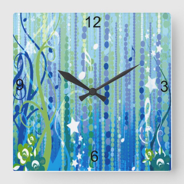 Blue Music Decorative Wall Clock (Front)
