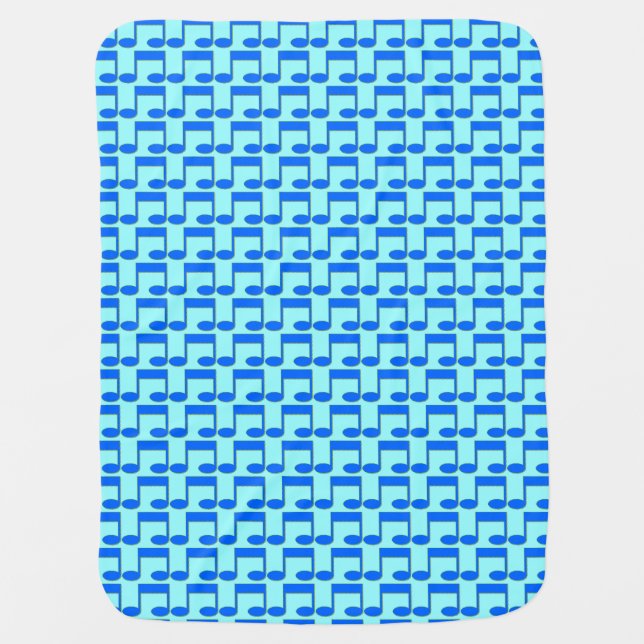 Blue Music Note Baby Blanket (Front)