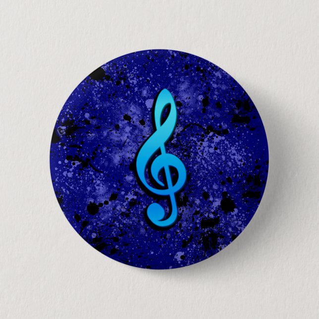 Blue Music Note Symbol - Pinback Button (Front)