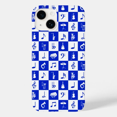 Blue Music Notes and Instruments Case_Mate iPhone 14 Case