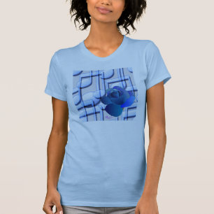 Blue Music Notes & Blue Rose Fine Jersey T-Shirt