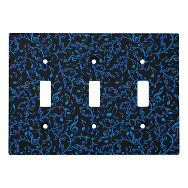 Blue Music Notes Custom Color Light Switch Cover (Front)