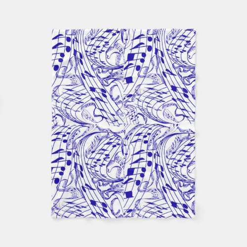 BLUE MUSIC NOTES FLEECE BLANKET