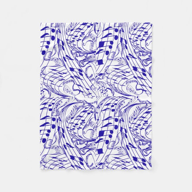 BLUE MUSIC NOTES FLEECE BLANKET (Front)