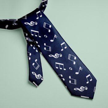 Blue Music Notes Pattern Tie by heartlocked at Zazzle