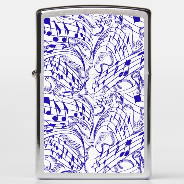 BLUE MUSIC NOTES ZIPPO LIGHTER (Front)