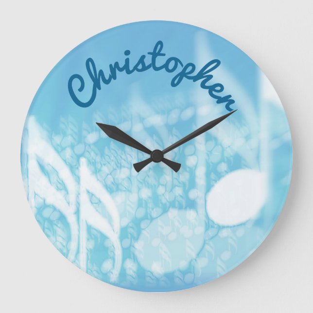 Blue Music Personalized Large Clock (Front)