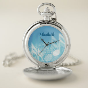 Blue Music Personalized Pocket Watch