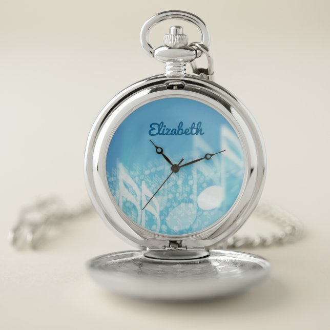 Blue Music Personalized Pocket Watch (Inside)