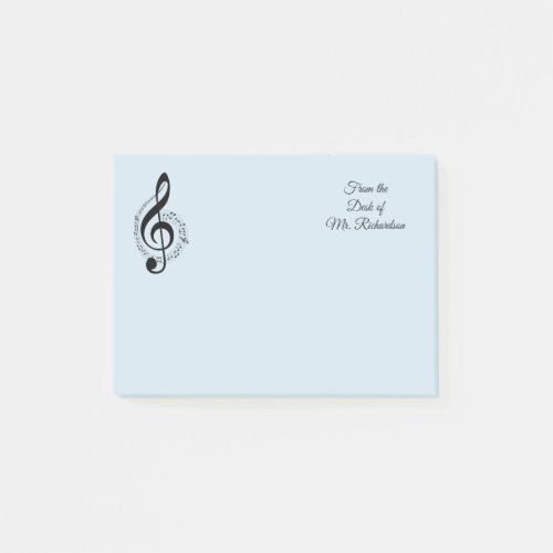 Blue Music Personalized Post it Notes 4x3