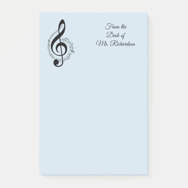 Blue Music Personalized Post it Notes 4x6 (Front)