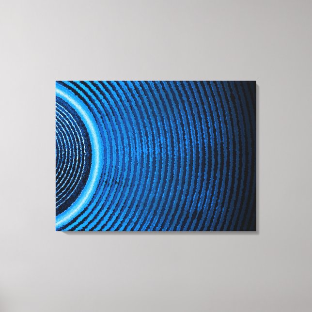 Blue music speaker and sound waves canvas print (Front)
