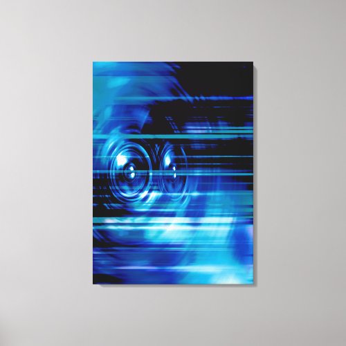 Blue music speakers canvas print