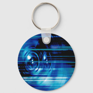 Blue music speakers keychain