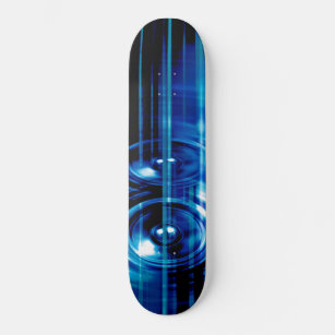 Blue music speakers skateboard