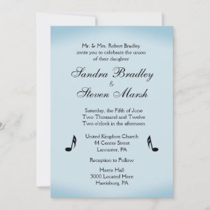Blue Music Theme Wedding Invitation
