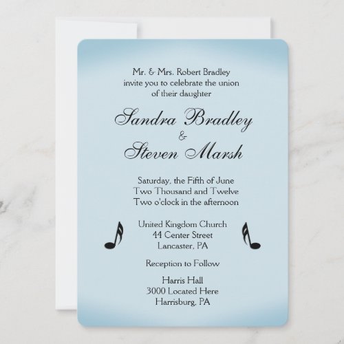 Blue Music Wedding Invitation