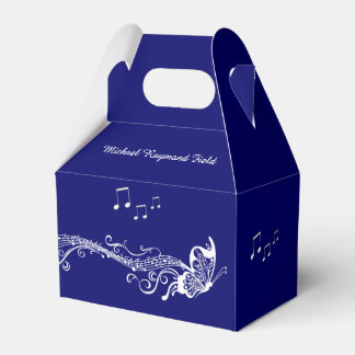 Blue Musical Butterfly Personalized Baby Shower Favor Boxes