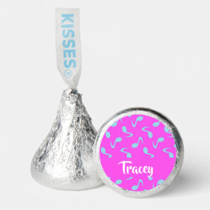 Blue musical notes on pink hershey®'s kisses®